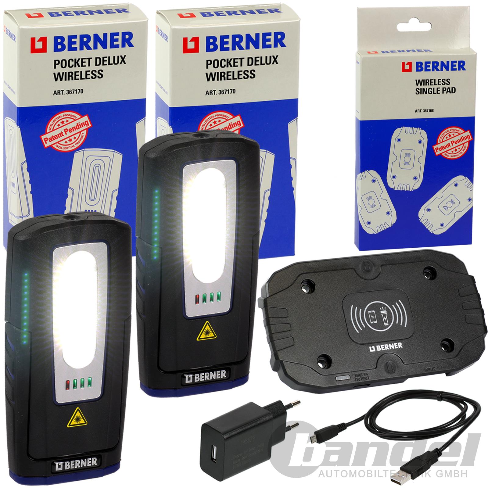 X BERNER POCKET DeLux WIRELESS LED LAMPE AKKU KABELLOS LADE PAD QI Technik