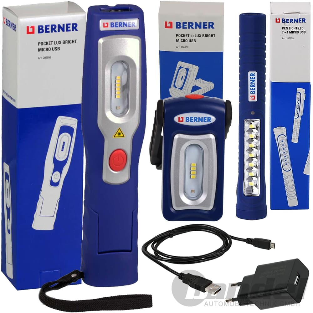 BERNER Pen Light LED + Pocket DeLUX Bright + Lux Bright TASCHEN- ARBEITS-LAMPE
