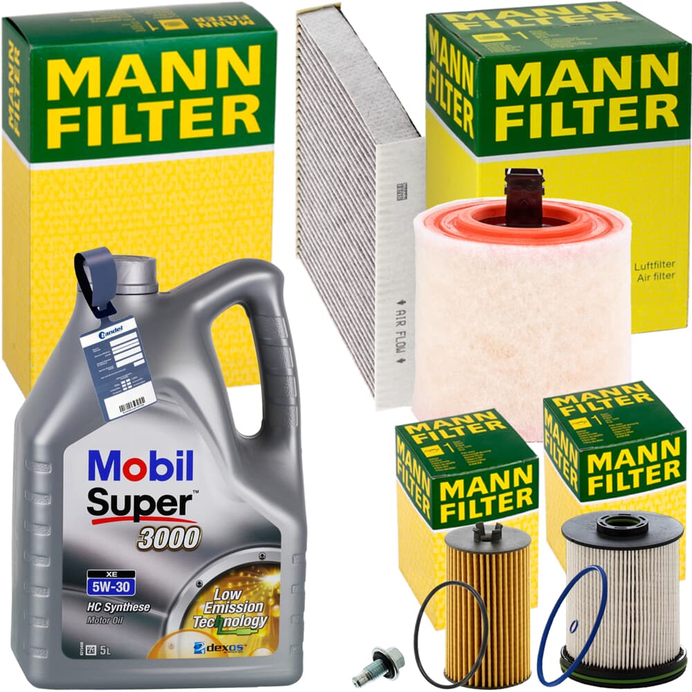MANN-FILTER Ölfilter + MOBIL 1 5W-30 Motoröl, 5 Liter Autoteile