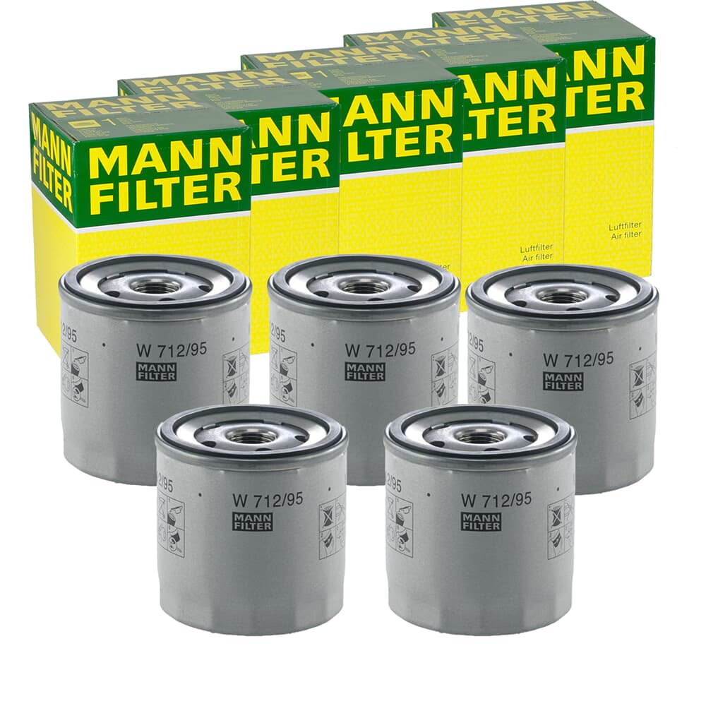 5x MANN-FILTER W 712/95 ÖLFILTER MIT EINEM RÜCKLAUFSPERRVENTIL