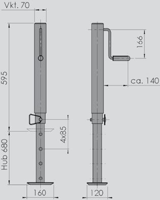 ALKO STÜTZFUSS SPINDEL 1000 kg 70 mm ECKIG ANHÄNGER  